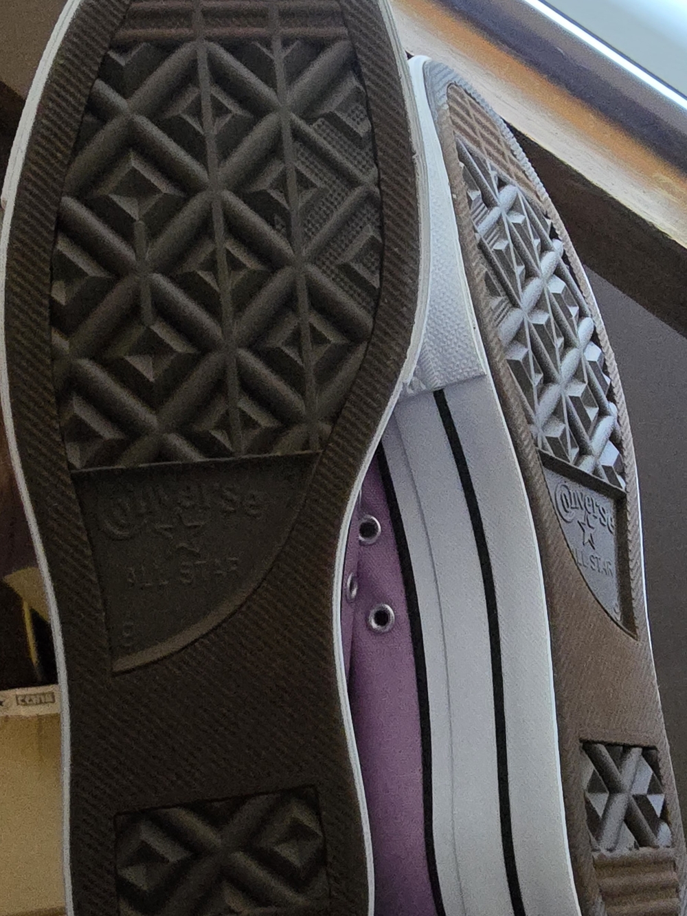 Converse Purple and White Low Top Sneakers